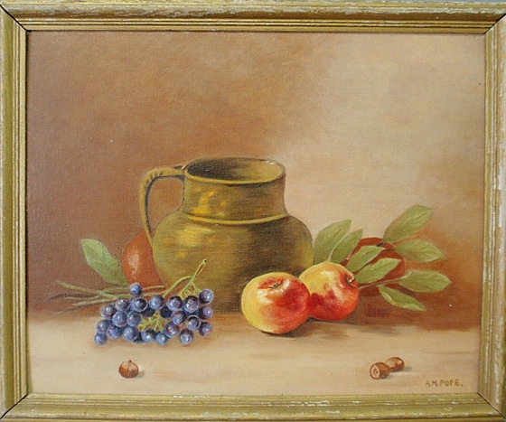 Appraisal: - Oil on board still life painting of fruit and