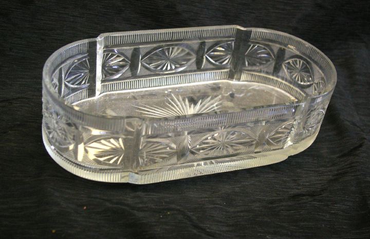 Appraisal: Edwardian Cut Glass Elliptical Centerpiece Bowl in the Anglo-Irish style