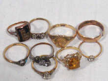 Appraisal: A mixed lot comprising nine carat gold rings four AF