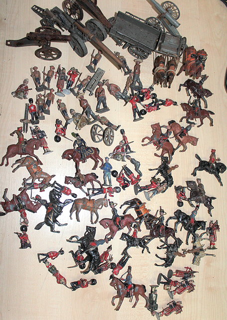 Appraisal: A QUANTITY OF PLAY WORN BRITAINS AND OTHER TOY SOLDIERS