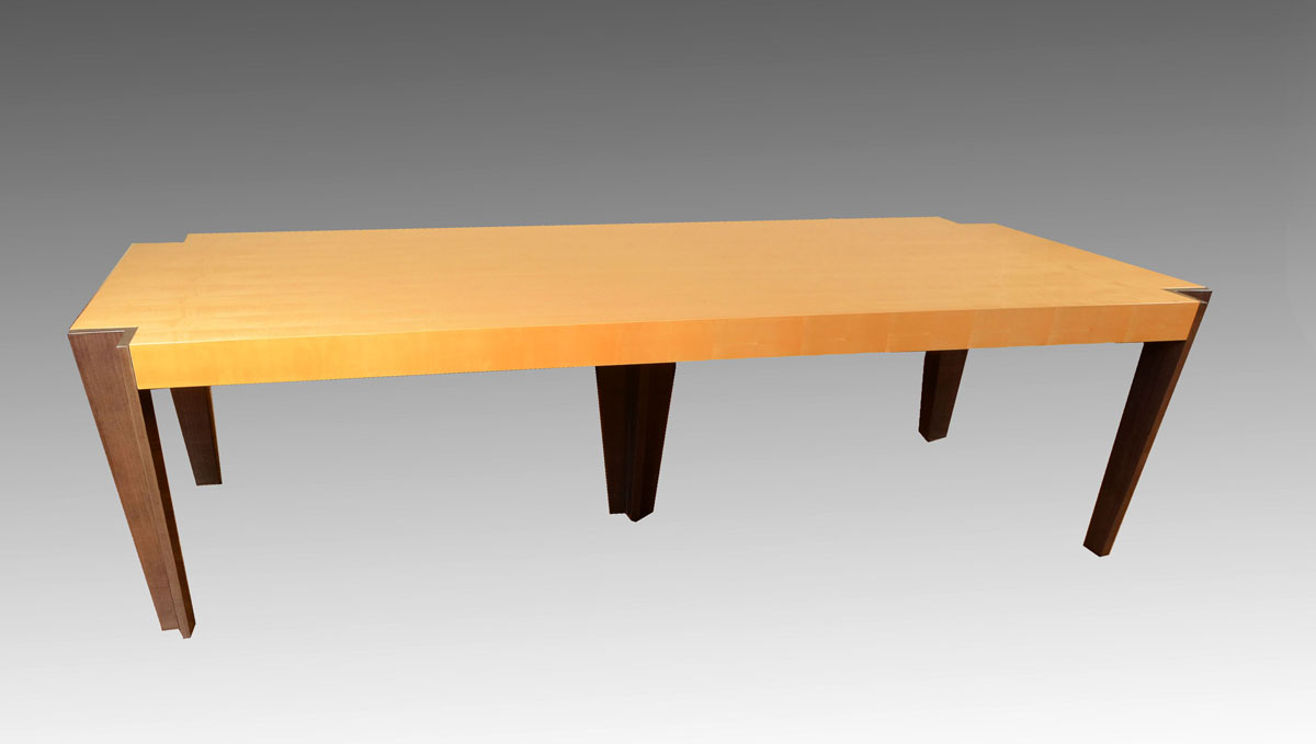 Appraisal: PACE COLLECTION ' LONG MEDINA DINING TABLE Tiger maple veneer