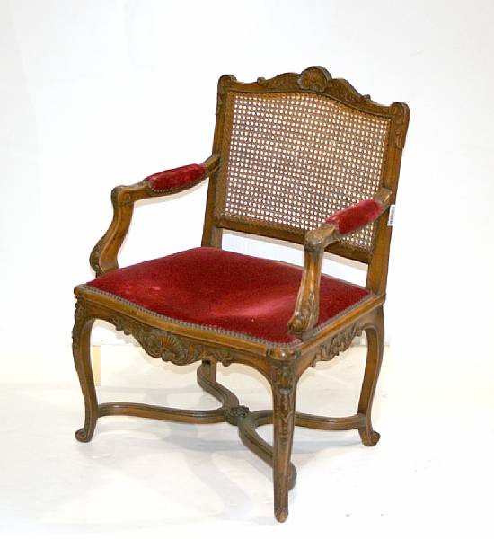 Appraisal: A pair of Louis XV style fauteuils mid th century