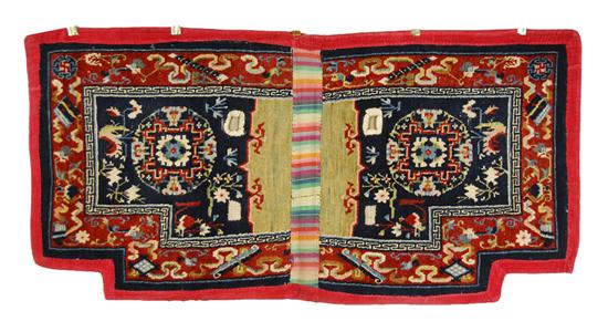 Appraisal: TIBETAN SADDLE RUG th century feet inches x feet inches