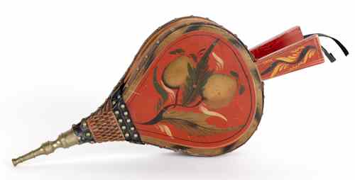 Appraisal: American painted bellows ca retaining its original vibrant red surface