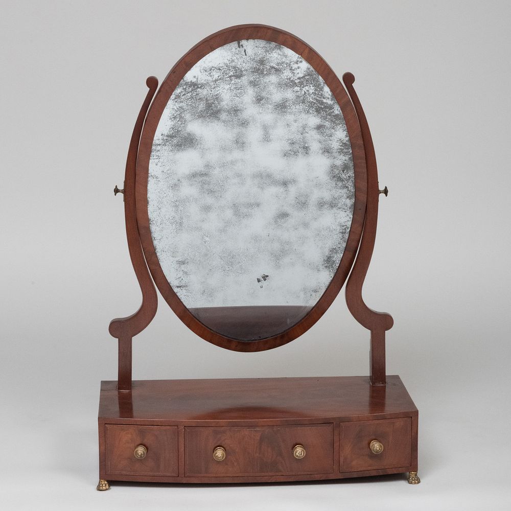 Appraisal: Large Federal Mahogany Dressing Shaving Mirror x x in Property