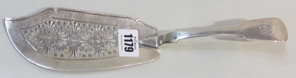 Appraisal: A Scottish silver fiddle pattern fish slice the blade with