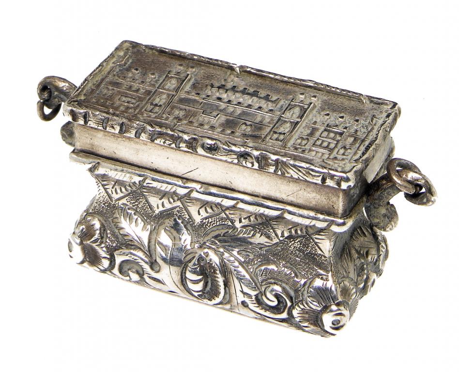 Appraisal: A VICTORIAN SILVER 'CASTLE TOP' VINAIGRETTE IN THE FORM OF