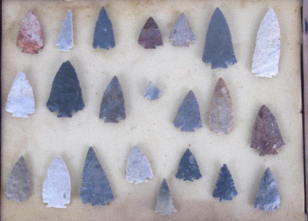 Appraisal: Framed Indiana Arrowheads found in southern Indiana in the mid