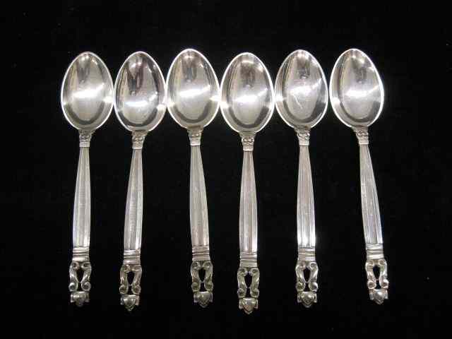 Appraisal: Georg Jensen Sterling ''Acorn'' Demitassespoons set of '' long no