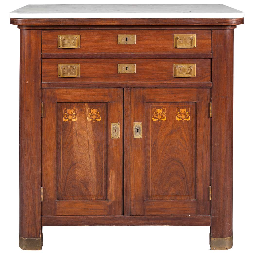 Appraisal: Aesthetic Movement Gilt-Metal Mounted and Marquetry Inlaid Mahogany and Satinwood