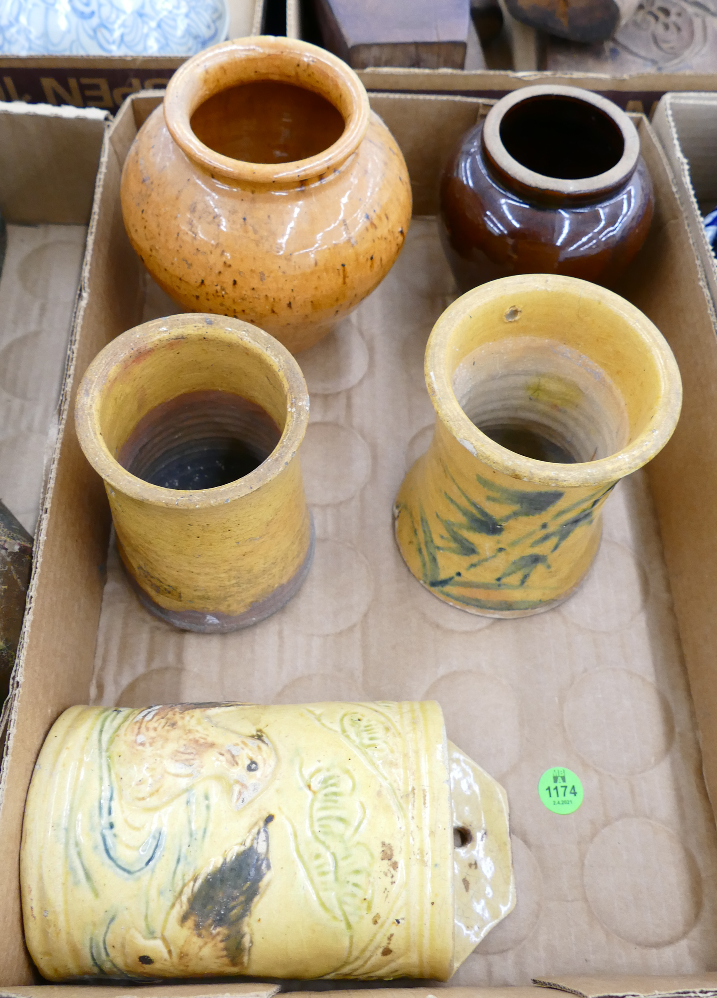 Appraisal: Box Old Chinese Ceramic Brush Pots and Jars