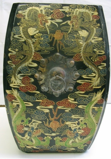 Appraisal: A CHINESE ENAMELED AND LACQUERED GARDEN STOOL having elaborate decorated