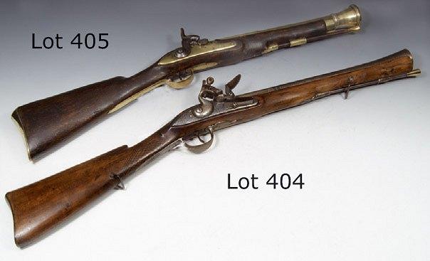 Appraisal: AN ENGLISH FLINTLOCK BLUNDERBUSS with steel barrel and plain stock