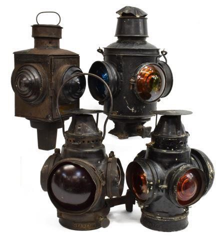 Appraisal: lot of Patinated railroad lanterns thc each with a single