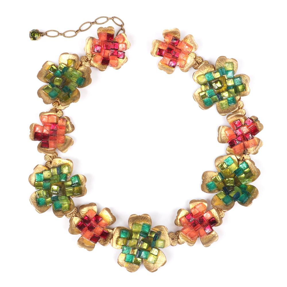 Appraisal: COUNTESS CISSY ZOLTOWSKA CIS FLOWER NECKLACE WITH PINK AND GREEN