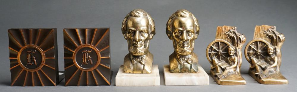 Appraisal: Three Pairs Metal Bookends