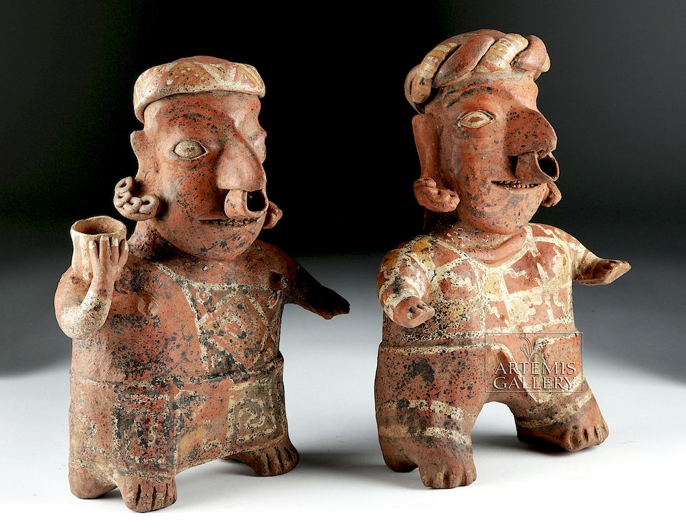 Appraisal: Matched Pair Nayarit Male Female Figures ex-Hollywood Pre-Columbian West Mexico