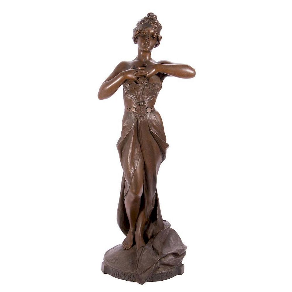 Appraisal: Copper Figure Early th Century Patinated Copper Art Deco styleized