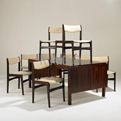 Appraisal: VEJLE Rosewood dining table and nine-side chairs Denmark s Dining