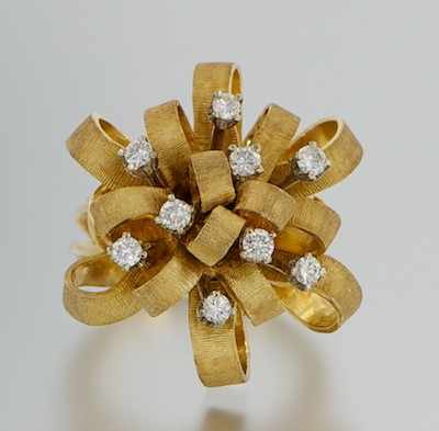 Appraisal: An Estate Cocktail Ring with Diamonds k yellow gold ring