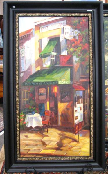 Appraisal: x Decorator Print on Canvas depicting sidewalk cafe framed