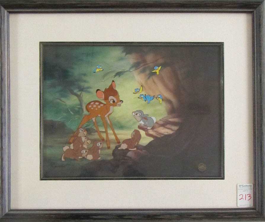 Appraisal: DISNEY HAND PAINTED CHARACTER CEL Bambi scene from the movie