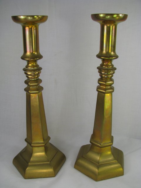 Appraisal: Pair of tall heavy bass candlestick wide at base Brass