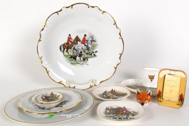 Appraisal: Group of Hunt Themed Porcelain including various serving dishes decorative