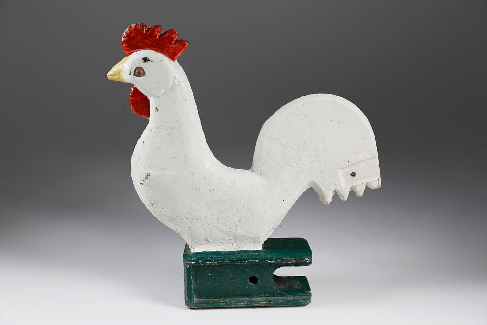 Appraisal: American Folk Art Cast Iron Rooster Mill Weight mid th