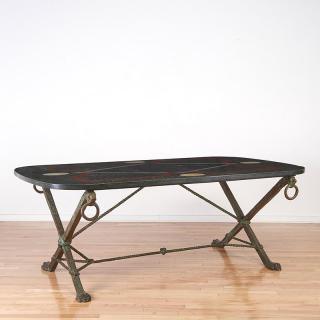 Appraisal: Good Andre Arbus marble and bronze center table Good Andre