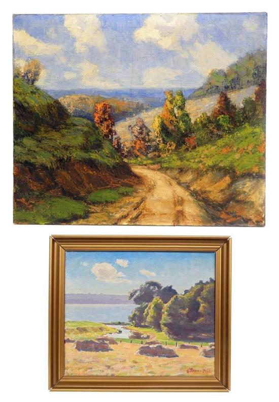 Appraisal: Two th C landscape paintings the first an oil on