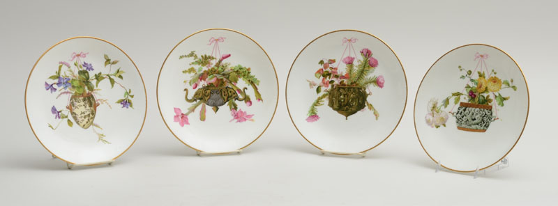 Appraisal: FOUR MATCHING HAND-PAINTED MINTONS PORCELAIN CABINET PLATES Retailed by Davis