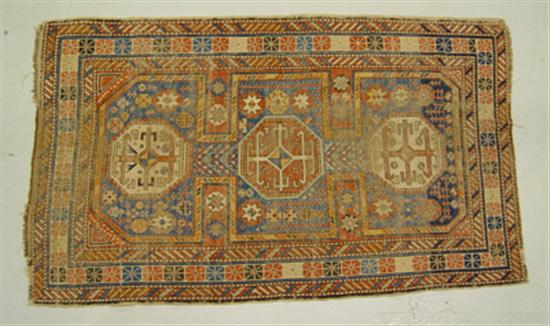 Appraisal: Semi-Antique Caucasian Oriental Rug Red and blue with ivory borders