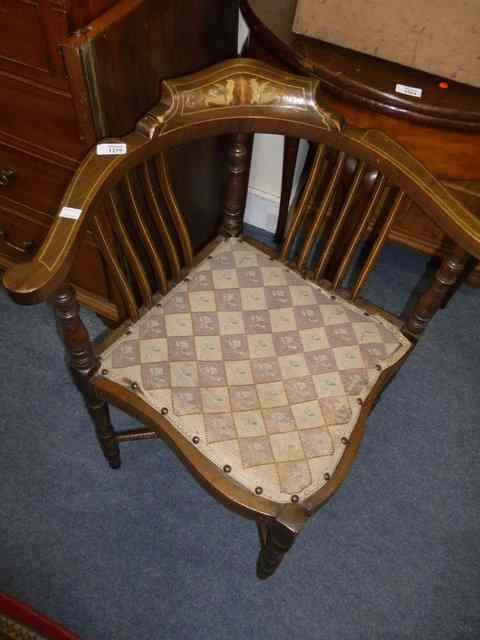 Appraisal: AN EDWARDIAN MAHOGANY LOW OPEN ARMCHAIR together with an Edwardian