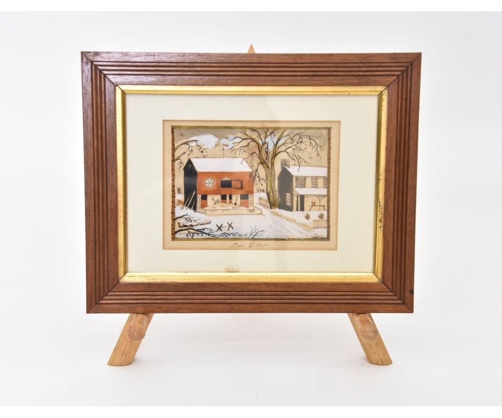 Appraisal: David Y Ellinger Pennsylvania - walnut framed and matted watercolor