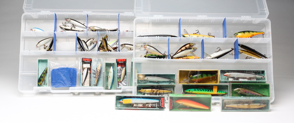 Appraisal: GROUP OF FISHING LURES MOSTLY RAPALA Third quarter th century