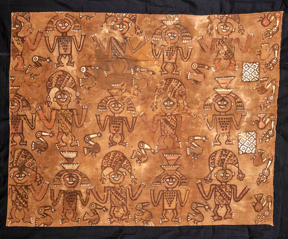 Appraisal: Sican Lambayeque Painted Textile Panel Naylamp Pre-Columbian north coast of