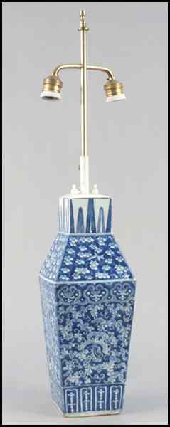 Appraisal: CHINESE BLUE AND WHITE PORCELAIN VASE FITTED AS A TABLE