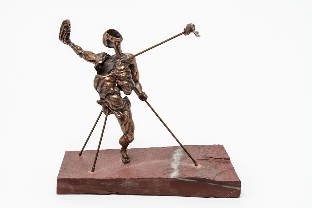 Appraisal: Surrealist Cast Bronze Brutalist Sculpture Surrealist cast bronze sculpture depicting