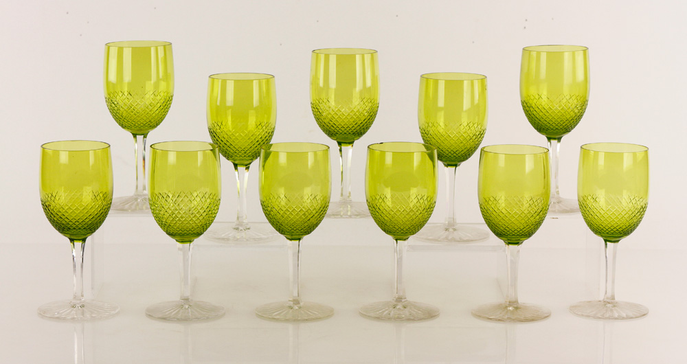 Appraisal: - Blown and Cut Wine Glasses Set of eleven wine