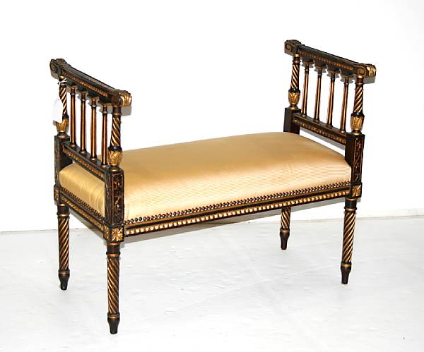 Appraisal: A Neoclassical style parcel gilt window bench height in with