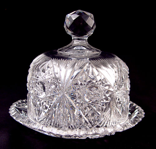 Appraisal: BRILLIANT PERIOD CUT GLASS BUTTER WITH LID Dome top cover