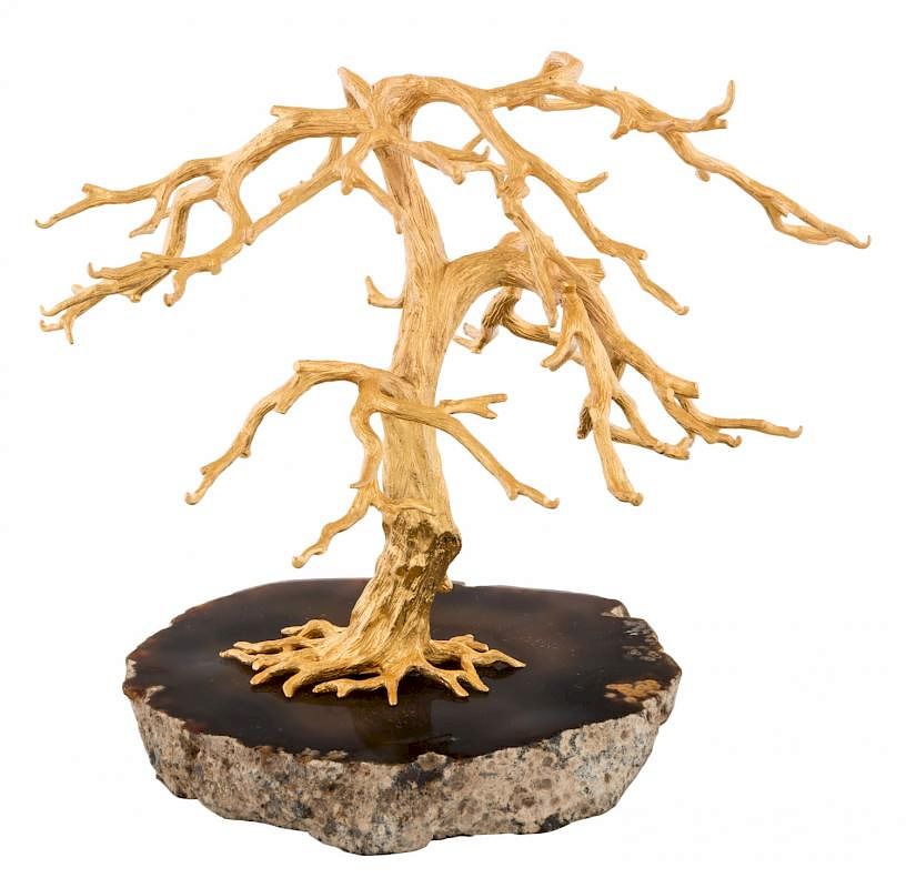 Appraisal: A RUSSIAN SILVER-GILT TREE ON ONYX GROUND WORKMASTER DMITRIY ALEXANDROV