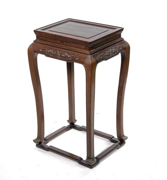 Appraisal: A CARVED HARDWOOD STOOL WITH FLORAL MOTIF China x x