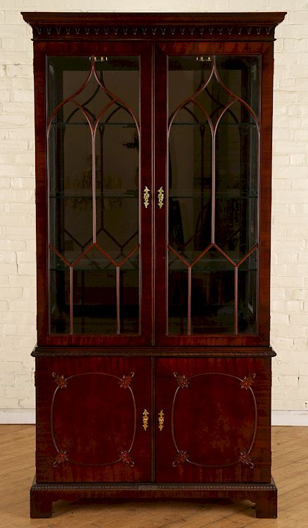 Appraisal: MAITLAND SMITH CHIPPENDALE STYLE MAHOGANY VITRINE A four door Maitland