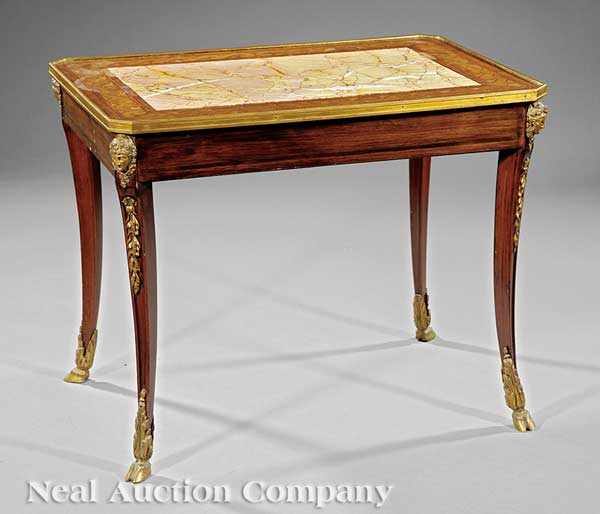 Appraisal: A Louis XVI-Style Gilt Bronze-Mounted Side Table inset Ros de