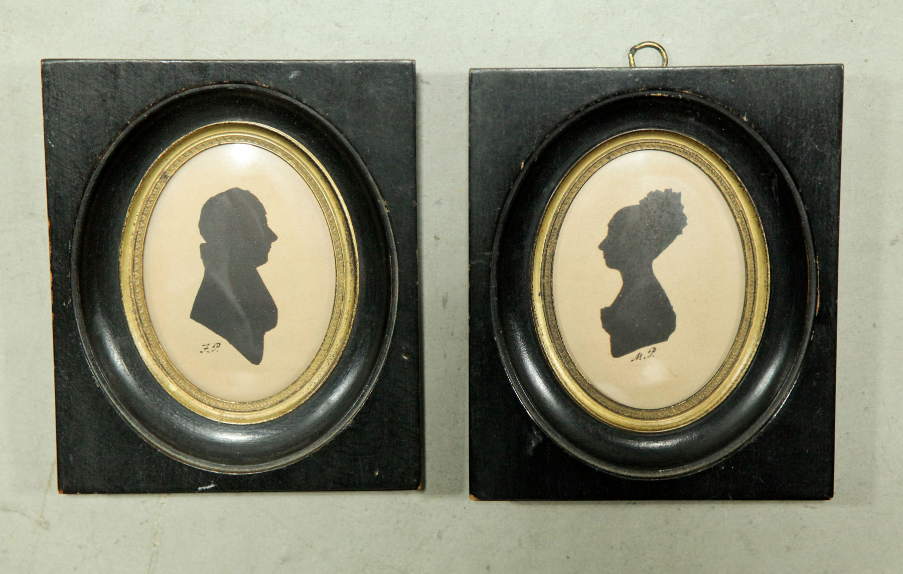 Appraisal: PAIR OF SILHOUETTES American first half th century Man and