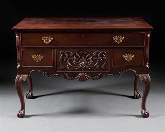 Appraisal: Queen Anne style cherrywood lowboy over-hanging top long drawer over