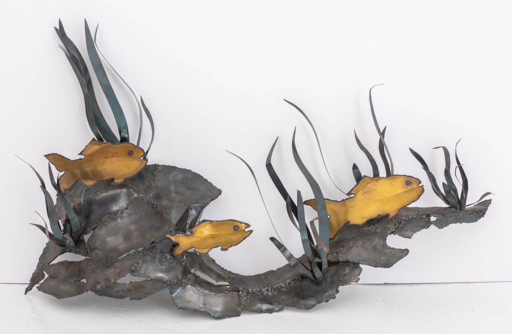 Appraisal: CURTIS JERE MANNER BRUTALIST MODERN FISH SCULPTURE Modern Brutalist metal