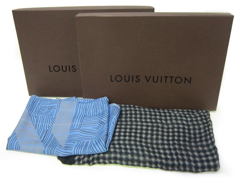 Appraisal: TWO LOUIS VUITTON SCARVES ONE WITH BLACK AND WHITE PATTERN